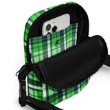 Lime Green and Navy Blue Preppy Surfer Plaid Crossbody Bag