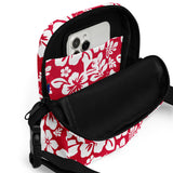 Red and White Hawaiian Flowers Crossbody Bag