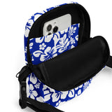 Royal Blue and White Hawaiian Flowers Crossbody Bag