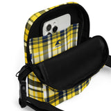 Yellow and Navy Blue Preppy Surfer Plaid Crossbody Bag