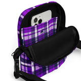 Purple and Navy Blue Preppy Surfer Plaid Crossbody Bag