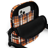 Orange and Navy Blue Preppy Surfer Plaid Crossbody Bag