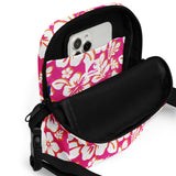 Hot Pink, Orange and White Hawaiian Flowers Crossbody Bag