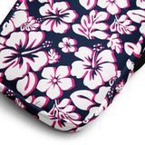 Navy Blue, Hot Pink and White Hawaiian Flowers Crossbody Bag