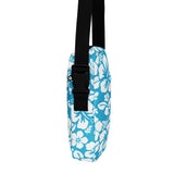 Aqua Blue and White Hawaiian Flowers Crossbody Bag