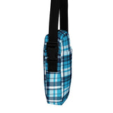 Aqua and Navy Blue Preppy Surfer Plaid Crossbody Bag