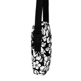 Black and White Hawaiian Flowers Crossbody Bag