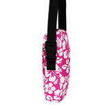 Hot Pink and White Hawaiian Flowers Crossbody Bag