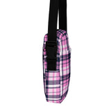 Pink and Navy Blue Preppy Surfer Plaid Crossbody Bag