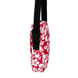 Red and White Hawaiian Flowers Crossbody Bag