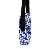 Royal Blue and White Hawaiian Flowers Crossbody Bag