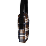 Brown and Navy Blue Preppy Surfer Plaid Crossbody Bag