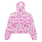 Women’s Pink and White Hawaiian Flowers Cropped Windbreaker