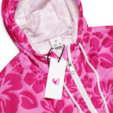 Women’s Raspberry Pinks Hawaiian Flowers Cropped Windbreaker