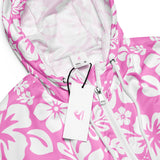 Women’s Pink and White Hawaiian Flowers Cropped Windbreaker