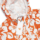 Women’s Orange and White Hawaiian Flowers Cropped Windbreaker