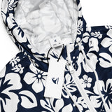 Women’s Navy and White Hawaiian Flowers Cropped Windbreaker