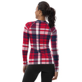 Women's Red, White and Blue Preppy Plaid Rash Guard