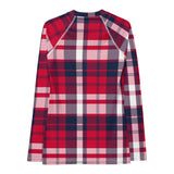 Women's Red, White and Blue Preppy Plaid Rash Guard