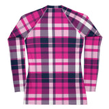 Women's Hot Pink and Navy Blue Preppy Plaid Rash Guard