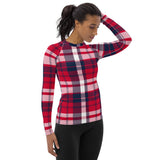 Women's Red, White and Blue Preppy Plaid Rash Guard