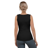 Women's Solid Black Athletic Swim Tank Top