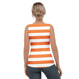 Orange and White Beach Striped Women’s Tank Top | Eco Athleisure by Extremely Stoked®