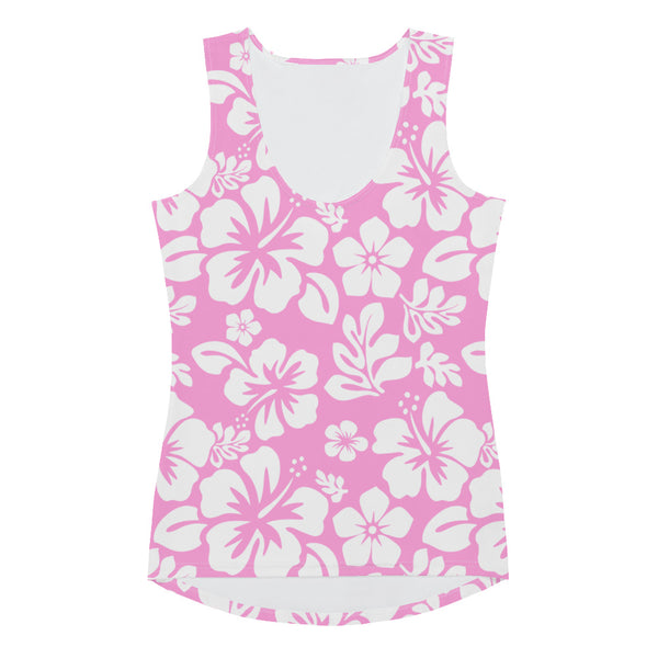 Pink and White Hawaiian Flowers Women's Tank Top | Eco Swim