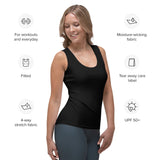 Women's Solid Black Athletic Swim Tank Top