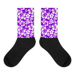 Purple and White Hawaiian Flowers Socks