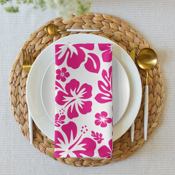 Hot Pink Hawaiian Flowers Cloth Napkin Set - Extremely Stoked