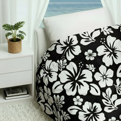 black and white hawaiian flowers comforter