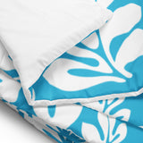 aqua blue hawaiian flowers comforter