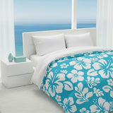 White on Aqua Blue Hawaiian Flowers Duvet Cover – Extremely Stoked® Essentials Collection