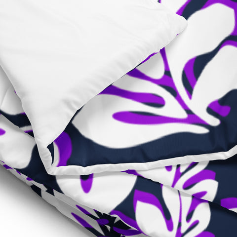 Navy Blue, White and Purple Hawaiian Flowers Comforter – Extremely Stoked® Essentials Collection
