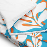 Aqua Blue, White and Orange Hawaiian Flowers Comforter – Extremely Stoked® Essentials Collection