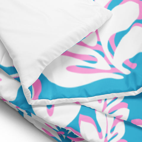 Aqua Blue, White and Pink Hawaiian Flowers Comforter – Extremely Stoked® Essentials Collection