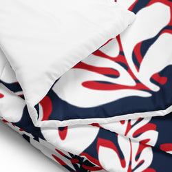 Navy Blue, White and Red Hawaiian Flowers Comforter – Extremely Stoked® Essentials Collection