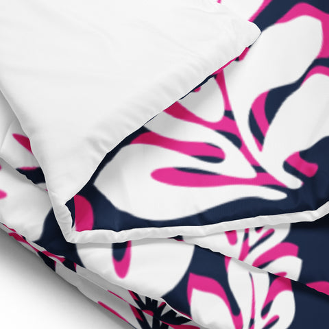 Navy Blue, White and Hot Pink Hawaiian Flowers Comforter – Extremely Stoked® Essentials Collection