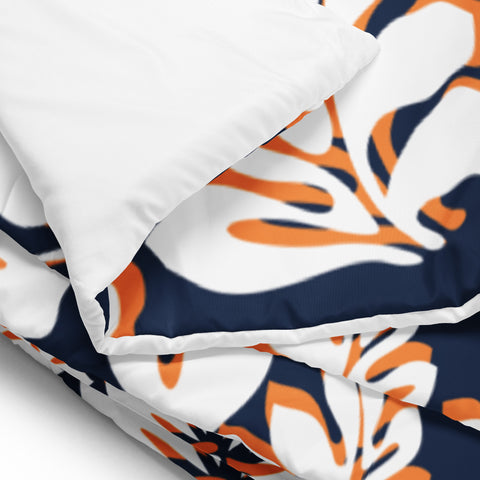 Navy Blue, White and Orange Hawaiian Flowers Comforter – Extremely Stoked® Essentials Collection