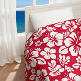red and white hawaiian flowers comforter