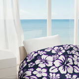 Navy Blue, White and Purple Hawaiian Flowers Comforter – Extremely Stoked® Essentials Collection