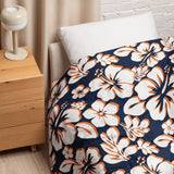 Navy Blue, White and Orange Hawaiian Flowers Comforter – Extremely Stoked® Essentials Collection