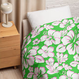 Lime Green, White and Pink Hawaiian Flowers Comforter – Extremely Stoked® Essentials Collection