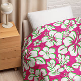 Hot Pink, White and Lime Green Hawaiian Flowers Comforter – Extremely Stoked® Essentials Collection