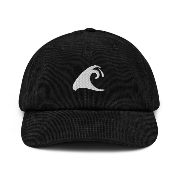 extremely stoked epic wave logo on black corduroy hat