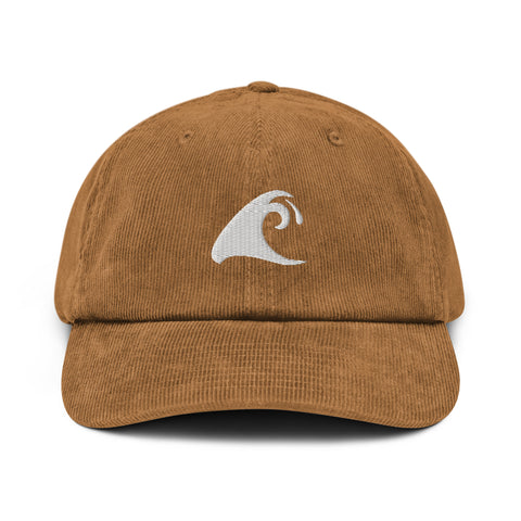 Extremely Stoked®️ White Epic Wave Logo on Brown Corduroy hat - Extremely Stoked
