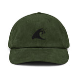 Extremely Stoked®️ Black Epic Wave Logo on Dark Olive Corduroy Hat - Extremely Stoked