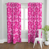 Soft Pink with Surfer Girl Hot Pink Hawaiian Flowers window curtains from Surfer Bedding™️ Medium Scale Version