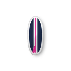 Hot Pink, White and Navy Blue Surfboard Shaped Throw Pillow